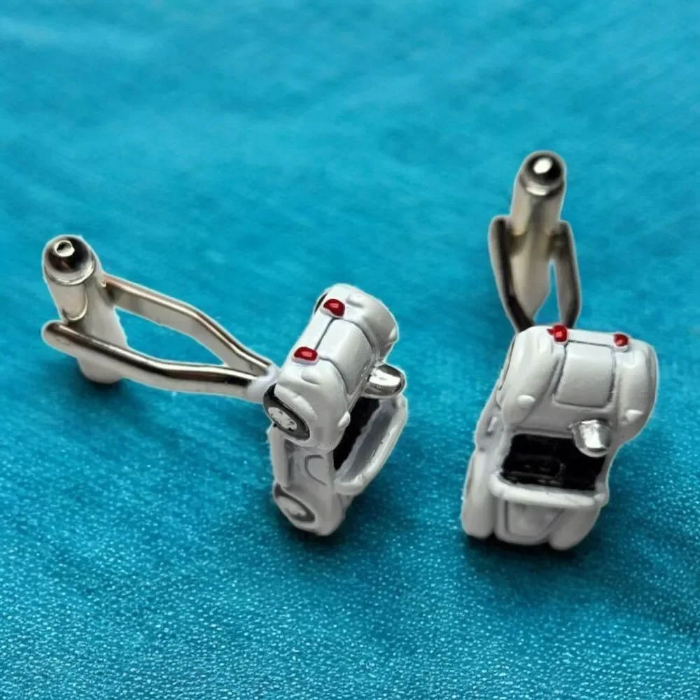 White Convertible Sport Car Cufflinks Tuxedo Formal Prom Office Tux Wedding Gift